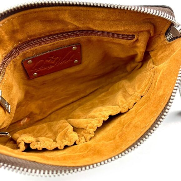 Patricia Nash Cassini Tooled Brown Turquoise Leather Wristlet - Picture 5 of 7